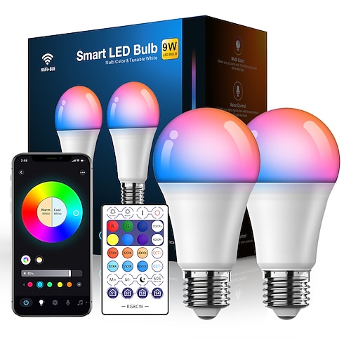 6 Stück 4 Stück 2 Stück 10W Smart WiFi LED Glühlampe RGBCCT Farbwechselnde A19 A60 dimmbar funktioniert mit Alexa und Home ohne Hub Image