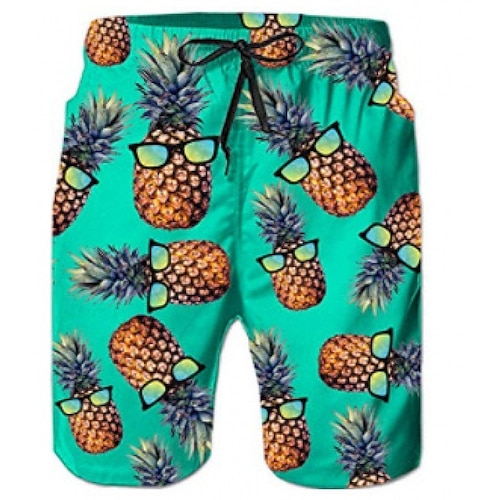 Herren Fahne Flamingo Ananas Badeshorts Boardshorts Badeshorts Badehose Schwimmshorts Mittlere Taillenlinie Modisch Strassenmode Brautkleider schlicht Outdoor Täglich Festtage Tasche Kordelzug Image
