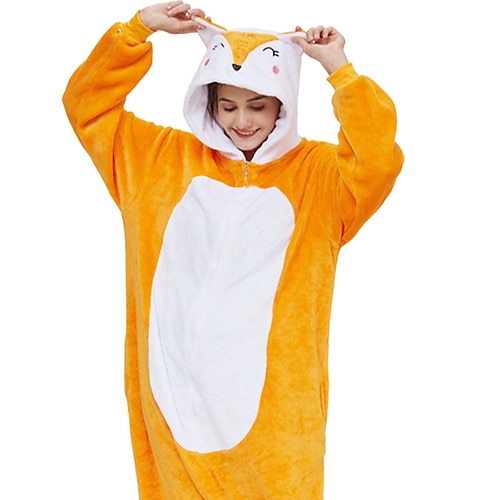 Karnevalskostüm Tier Zeichentrick roter Fuchs Karneval Kigurumi-Pyjamas Ausgefallene Kostüme Onesie-Kostüm Warm Lustiges Kostüm Bequem Erwachsene Unisex Männer und Frauen Halloween Karneval Leistung