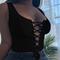 Damen Trägertop Ausgeh Tops Weste Konzert Tops Schwarz Spitze Aufschnitt Rippoptik Party Lässig Sexy S