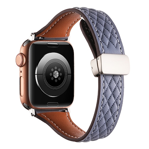 Lederverbindung Kompatibel mit Apple Watch Armband 38mm 40mm 41mm 42mm 44mm 45mm 49mm Robust Magnetverschluss Luxus Echtes Leder Ersatzarmband für iwatch Ultra 2 Series 9 8 7 SE 6 5 4 3 2 1 Image