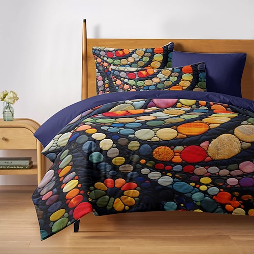 Bettbezug-Set mit 3D-Quilt-Art-Muster, Bettbezug-Set, weiches 3-teiliges Luxus-Baumwoll-Bettwäsche-Set, Heimdekoration, Geschenk, King-Size-Bettbezug Image