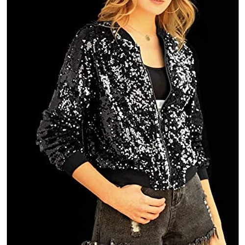 Retro Vintage Disko 1980er Jacke Kostüm Damen Weihnachten Halloween Karneval Party Club Pride Parade Erwachsene Mantel Herbst Winter Image