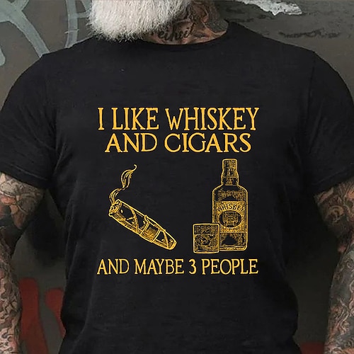 Lustiges T-Shirt für Herren - 'Ich mag Whiskey und Zigaretten und vielleicht 3 Personen' Lifestyle-Humor Grafik-Tee Image