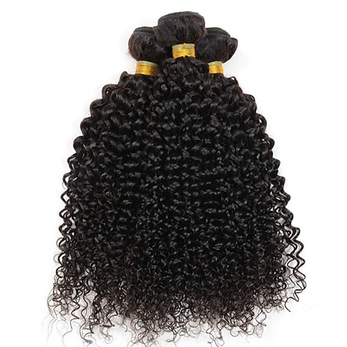 3 Bündel Haarwebereien Indisches Haar Versaute Curly Haarverlängerungen Remy Menschenhaar 100% Remy Haarbündel 300 g Menschenhaar spinnt Echthaar Haarverlängerungen 8-28 Zoll Naturfarbe Natur Schwarz Image