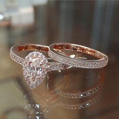 Ring aus Roségoldlegierung, Kreuz, Tropfen, stilvoll, künstlerisch, luxuriös, 1 Stück, AAA-Zirkonia / Damen / Hochzeit / Geschenk / Alltagskleid zum Beeindrucken 2025 Image