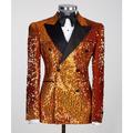 Herren-Pailletten-Blazer im 70er-Jahre-Stil, Disco-Blazer, Party-Blazer mit glitzernden Pailletten, reguläre Passform, einfarbig, zweireihig, sechs Knöpfe, Schwarz, Gold, Schwarz, Silber, Champagner,