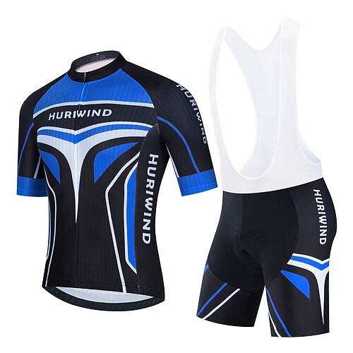 21Grams Herren Radtrikot mit Radhose kurz Trägern fahrradbekleidung set Radtrikot mit Radhose fahrradbekleidung set Kurzarm MTB Mountain Rennrad Schwarz Grün Himmelblau Graphic Fahhrad Sportkleidung Image