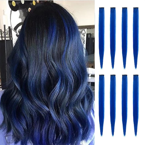 Clip auf Haarverlängerung 22 Zoll gefärbtes Haar glatte Haarverlängerung Clip in Haarteilen Hochtemperatur-Faber-Haarteile Image