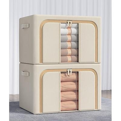 1-teilige Aufbewahrungsbox für Kleidung und Steppdecken, faltbare Aufbewahrungsbox aus Oxford-Stoff mit Sichtfenster, Aufbewahrungsbehälter mit großem Fassungsvermögen zur Aufbewahrung von Bettdecken, Bettwäsche, Decken, Spielzeug, Snacks,... Image