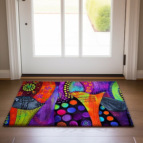 Fußmatte mit Blumenlandschaft, waschbare Teppiche, Küchenmatte, rutschfester, ölbeständiger Teppich, Innen- und Außenmatte, Schlafzimmer-Dekor, Badezimmermatte, Eingangsteppich Image