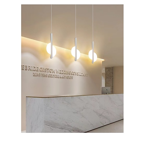 20 cm LED Pendelleuchte nordisch schwarz Hängeleuchte mit weißem Lampenschirm Esszimmer Büro Schlafzimmer schlicht geometrisch Metall schwarz LED modern 220-240v Image