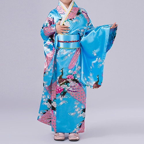 Mädchen Yukata Kleid Kimonoo Japanisch traditionell Maskerade Kinder Kimono Mantel Taillengürtel Party Image