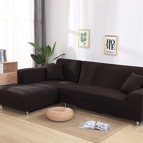 Burgunderroter Stretch-Sofabezug, Schonbezug, elastische Sofagarnitur, Sessel, Loveseat, 4- oder 4- oder 3-Sitzer, L-Form, grau, massiv, weich, strapazierfähig, waschbar Image