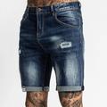 Herren Jeans Jeans-Shorts Kurze Jeans Tasche Zerrissen Gerade geschnitten Einfarbig Komfort tragbar Outdoor Täglich Stilvoll Brautkleider schlicht Schwarz Dunkelblau