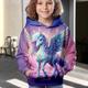 Kinder Mädchen Kapuzenshirt Langarm 3D-Druck Einhorn Tier Tasche Rosa Kinder Oberteile Herbst Winter Modisch Strassenmode bezaubernd Täglich Innen Outdoor Regular Fit 3-12 Jahre