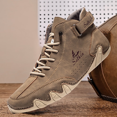 handgefertigte blaugrüne Wildlederstiefel für Herren - stylische High-Top-Schnürsneaker für strapazierfähige und modische Outdoor-Kleidung Image