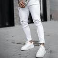 Herren Jeans Eng Hose Hosen Taste Tasche Zerrissen Glatt Komfort Atmungsaktiv Outdoor Täglich Ausgehen Modisch Brautkleider schlicht Weiß Gelb