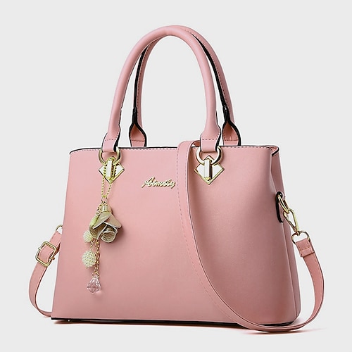 Elegante weiße Damenhandtasche aus Kunstleder mit goldenen Beschlägen und floralem Charme – stilvolle Schultertasche für den täglichen Gebrauch und besondere Anlässe