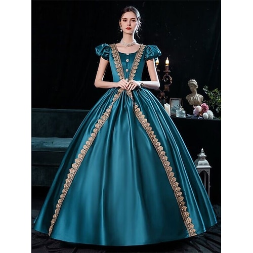Gotisch Viktorianisch Vintage inspiriert Kleid Partykostüm Abschlussballkleid Prinzessin Shakespeare Einfarbig Ballkleid Kostüm Damen königlich Halloween Karneval Valentinstag Party Abendgesellschaft Image