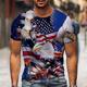 auf patriotischem Herren-3D-Shirt der amerikanischen Flagge für den 4. Juli blaue Sommerbaumwolle Herren-T-Shirts, Grafikdrucke, Unabhängigkeitstag, Nationalmannschaft, Rundhalsausschnitt, 3D, Übergröße