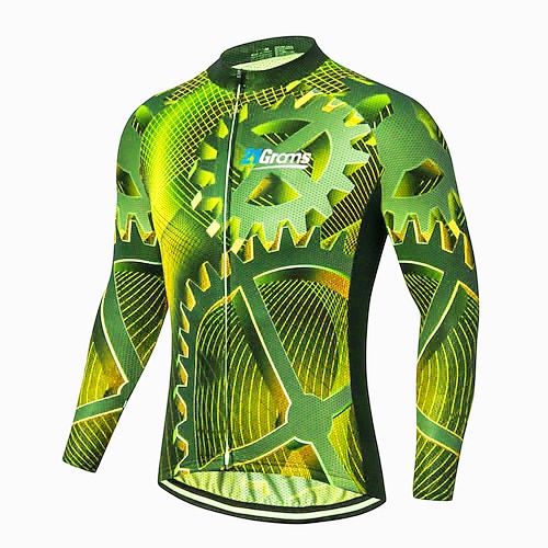 Herren Radtrikot Gemustert Neuheit Lustig Langarm Fahhrad Trikot Oberteil mit 3 Gesäßtaschen Mountainbike MTB Straßenradsport UV-beständig Schnelltrocknend Atmungsaktivität Rückentasche Sport Gelb Image