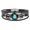 Herren Lederarmband 12 Konstellation Vintage Punk schwarz Sternzeichen Rock Hip-Hop Armband Schmuck