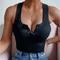 Damen Neckholder-Unterhemd Schwarz Weiß Gelb Einfach Ärmellos Party Sport Streetwear Lässig Sexy V-Ausschnitt Regelmäßig S