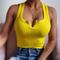 Damen Neckholder-Unterhemd Schwarz Weiß Gelb Einfach Ärmellos Party Sport Streetwear Lässig Sexy V-Ausschnitt Regelmäßig S