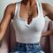 Damen Neckholder-Unterhemd Schwarz Weiß Gelb Einfach Ärmellos Party Sport Streetwear Lässig Sexy V-Ausschnitt Regelmäßig S