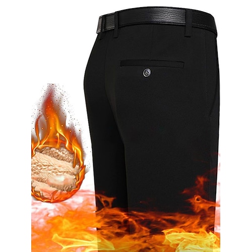Herren Sherpa Anzughosen Winterhose Hose Hosen Anzughose Vlies Glatt Komfort Atmungsaktiv Outdoor Täglich Ausgehen Modisch Brautkleider schlicht Schwarz Königsblau Image