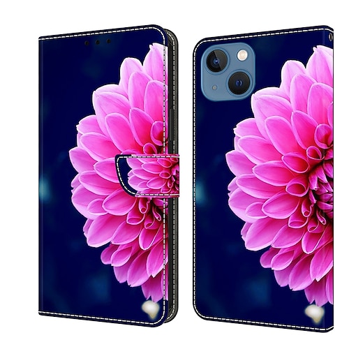 Handy Hülle Handyhüllen Für iPhone 16 15 14 Pro Max Plus 13 12 11 Pro Max Mini Brieftaschenhülle Flip-Cover Mit Ständer Magnetisch Kartenfach Schmetterling Blume Blumendruck TPU PU-Leder Image
