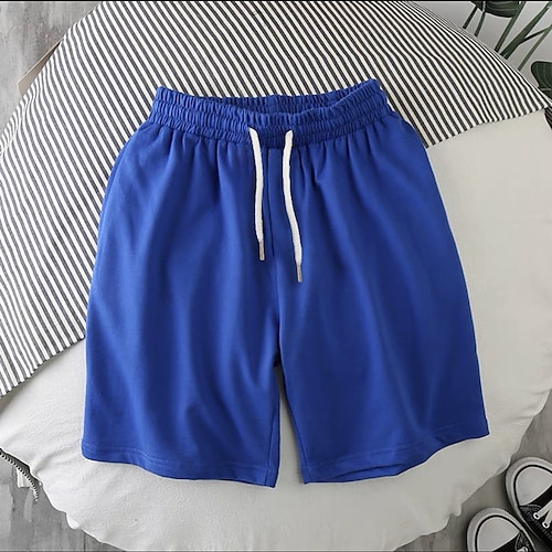 Herren Aktiv Shorts Kurze Hosen Lässige Shorts Tasche Kordelzug Elastisches Kordelzugdesign Feste Farbe Komfort Atmungsaktiv Kurz Sports Outdoor Casual Täglich Modisch Strassenmode Schwarz Weiß Image