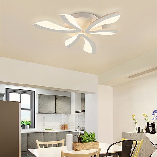 Dimmbare LED-Deckenleuchte, moderner nordischer Löwenzahn-Stil, Acryl-Deckenpaneelleuchte, minimalistisches, mehrschichtiges Design, Wohn- und Esszimmerbeleuchtung, 220 V Wechselstrom (nur mit Fernbedienung dimmbar) Image