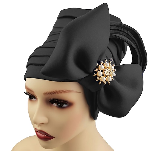 Kopfbedeckungen Kopfbedeckung Polyester / Baumwollmischung Schlapphut Turbane Casual Kirche Mit Pure Farbe Muster Kopfschmuck Kopfbedeckung Image