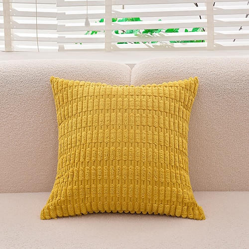 Dekorative Wurfkissen, Cord-Kissenbezüge, Sofa, großer Fettstreifen-Kissenbezug, einfarbig, gestreifter Kissenbezug, 1 Stück, Blau, Salbeigrün, Lila, Gelb Image