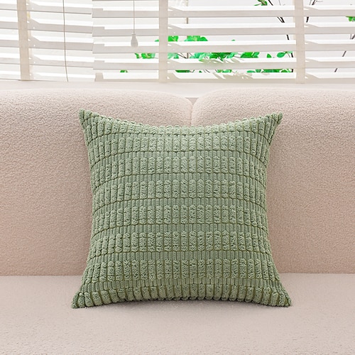 Dekorative Wurfkissen, Cord-Kissenbezüge, Sofa, großer Fettstreifen-Kissenbezug, einfarbig, gestreifter Kissenbezug, 1 Stück, Blau, Salbeigrün, Lila, Gelb Image