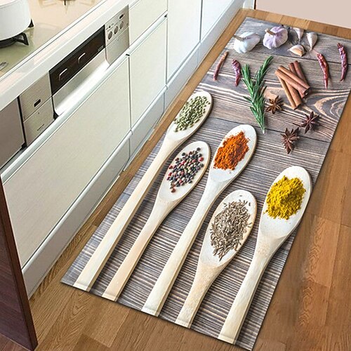 Gewürze-Teppich, Küchenmatte, rutschfeste, ölbeständige Bodenmatte, Wohnzimmerteppich, Innen- und Außenmatte, Schlafzimmerdekoration, Badezimmermatte, Eingangsteppich, Türmatte Image