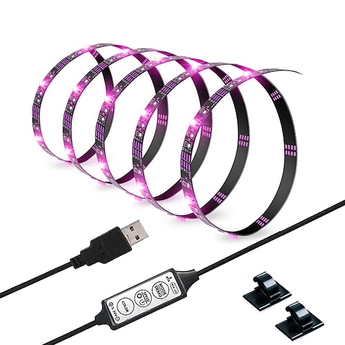 usb led streifen lichter rgb farblichtleiste 14-95 zoll tv hintergrundbeleuchtung tit einschließlich 24 tasten ir 17 tasten rf controller pc display schlafzimmer spielzimmer heimkino atmosphäre licht Image