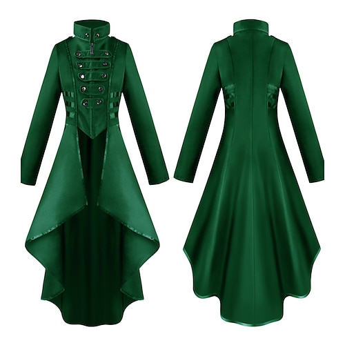 Punk Gothic Mittelalterlich Steampunk Mantel Trenchcoat Oberbekleidung Hexe Pestdoktor Tailliert und ausgestellt Kostüm Damen Steampunk Walpurgisnacht Halloween Karneval Maskerade Party Halloween Image