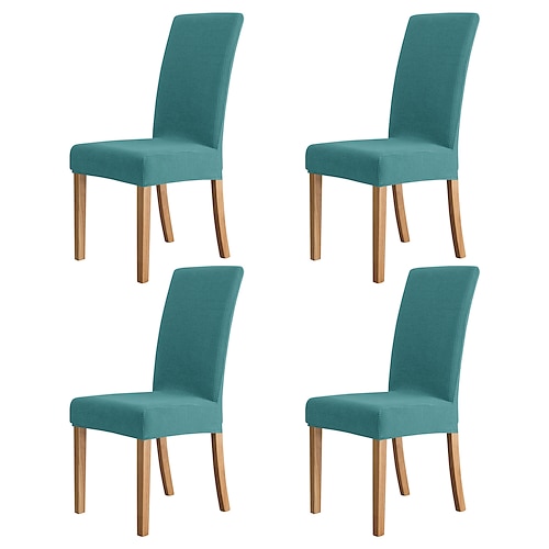 4 Stück wasserabweisende Stuhlhussen für Esszimmerstühle in Burgunderrot, Stuhlhussen mit hoher Rückenlehne, Jacquard-Spandex-Stuhlschutzbezüge, Sitzbezug mit Gummiband für Esszimmer, Image