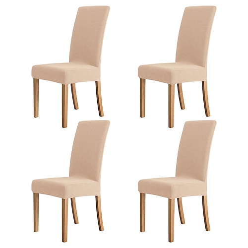 4 Stück wasserabweisende Stuhlhussen für Esszimmerstühle in Burgunderrot, Stuhlhussen mit hoher Rückenlehne, Jacquard-Spandex-Stuhlschutzbezüge, Sitzbezug mit Gummiband für Esszimmer, Image