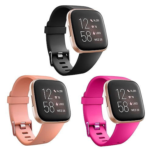 3 Stücke Uhrenarmband für Fitbit Versa 2 / Versa Lite / Versa SE / Versa Silikon Ersatz Gurt Weich Atmungsaktiv Sportarmband Armband Image