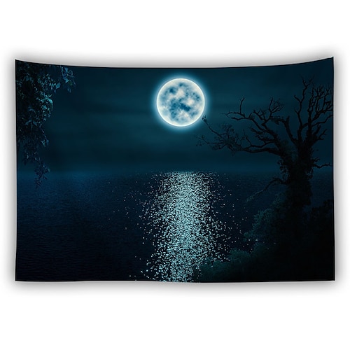 Wandteppich Mond Sterne Himmel hängende Tapisserie Wandkunst große Tapisserie Wandbild Dekor Foto Hintergrund Decke Vorhang Zuhause Schlafzimmer Wohnzimmer Dekoration Wandtuch XXL Natur Image