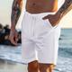 Herren Shorts Kurze Hosen Leinenshorts Kurze Hosen Sommer-Shorts Tasche Kordelzug Glatt Komfort Atmungsaktiv Kurz Casual Täglich Festtage Leinen Baumwoll Mischung Modisch Klassicher Stil Wei