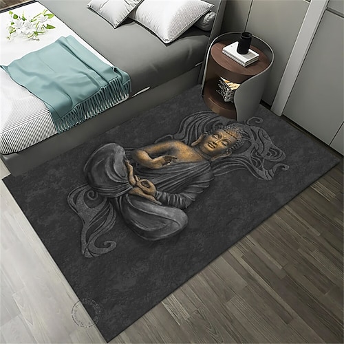 Kunst-Buddha-Boho-Teppich, rutschfeste Bodenmatte, Nachttisch, Wohnzimmer, Schlafzimmer, drinnen und draußen Image