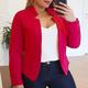 Damen Übergröße Blazer Feste Farbe Formal B¨¹ro Langarm ohne Kragen Standard Winter Herbst Schwarz Rosa Gelb XL XXL 3XL 4XL 5XL