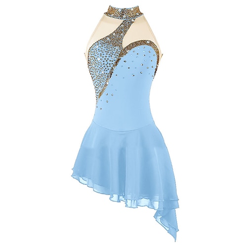 Eiskunstlaufkleid Damen Mädchen Eislaufen Kleider Schwarz Weiß Rosa Rückenfrei Spandex Hochelastisch Ausbildung Wettbewerb Eiskunstlaufkleidung Kristalle Ärmellos Eislaufen Eiskundstlauf Image