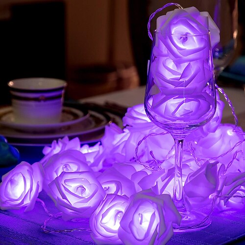 Rosenlichterkette 3m 30 LEDs Innen Valentinstag Hochzeit Geburtstag Jahrestag Blumenzwiebeln Dekoration Image