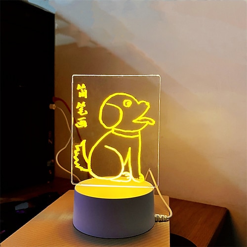 Kinder Zeichentafel Tafel transparent doppelseitig abwischbar und beschreibbar Acryl leuchtende Schreibtafel Gerüst Schreibtisch Infoboard Weihnachten Geschenk Image